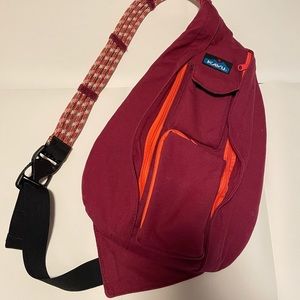 Kavu cross-body sling bag - maroon with orange accents